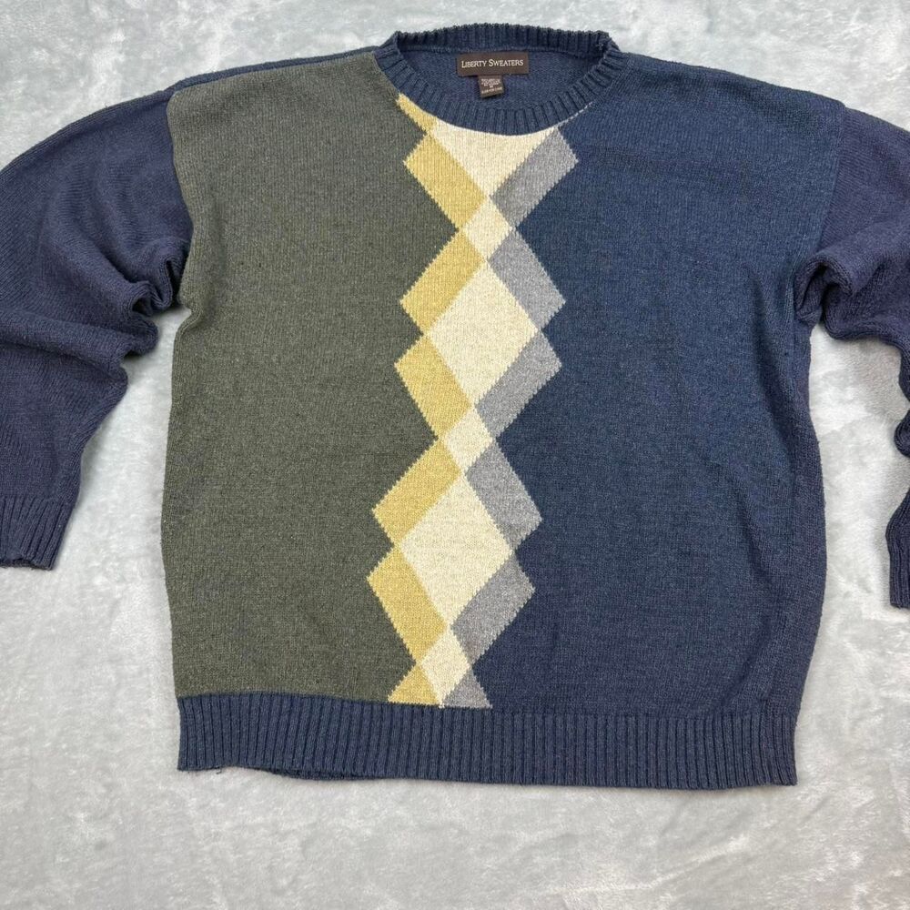 Liberty-london Men's Navy and Blue Jumper